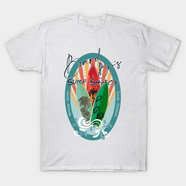 Board Bro’s Surf Shack T-Shirt by Randomart